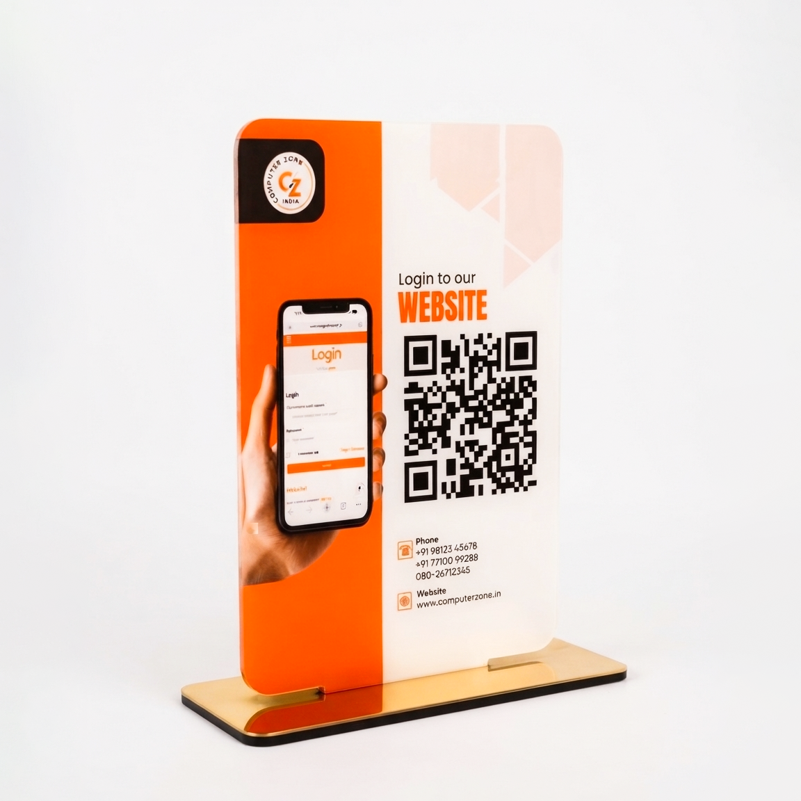 Custom Acrylic QR Code Display Stand for Website Login, Promotional Offers, Cafe Menu, Booking Appointment or Payments