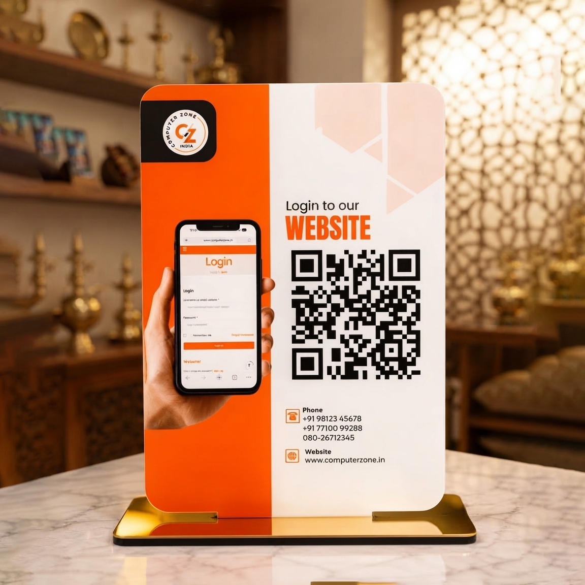 Custom Acrylic QR Code Display Stand for Website Login, Promotional Offers, Cafe Menu, Booking Appointment or Payments