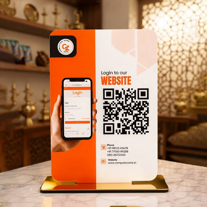 Custom Acrylic QR Code Display Stand for Website Login, Promotional Offers, Cafe Menu, Booking Appointment or Payments