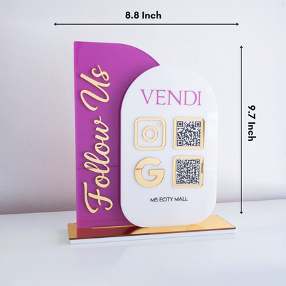 Custom Brand Color 3D Acrylic Social Media Sign with QR Code