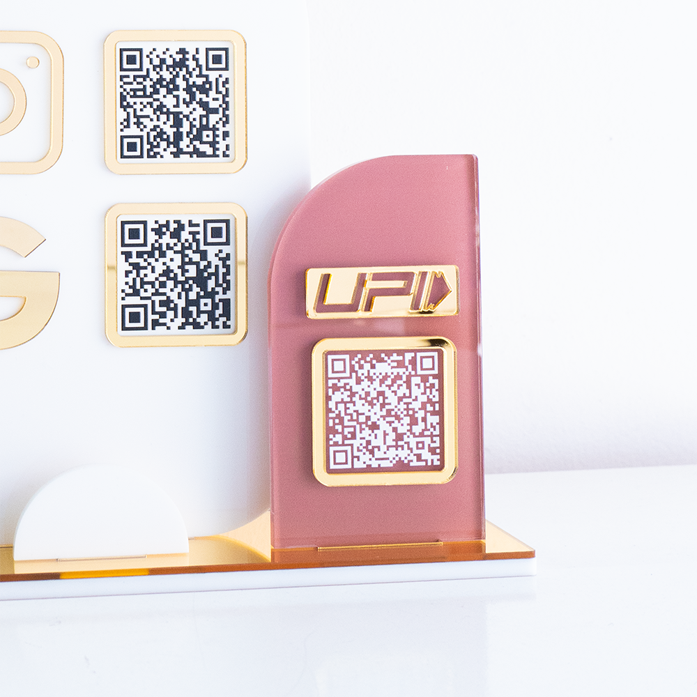 Custom Brand Color Acrylic Business QR Code Stand, Social Media Display & Payment Scanner Board