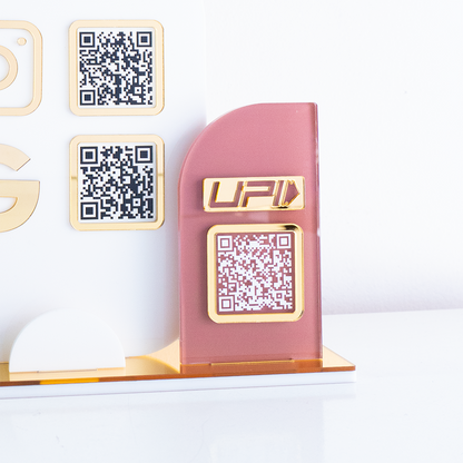 Custom Brand Color Acrylic Business QR Code Stand, Social Media Display & Payment Scanner Board