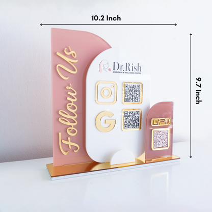 Custom Brand Color Acrylic Business QR Code Stand, Social Media Display & Payment Scanner Board