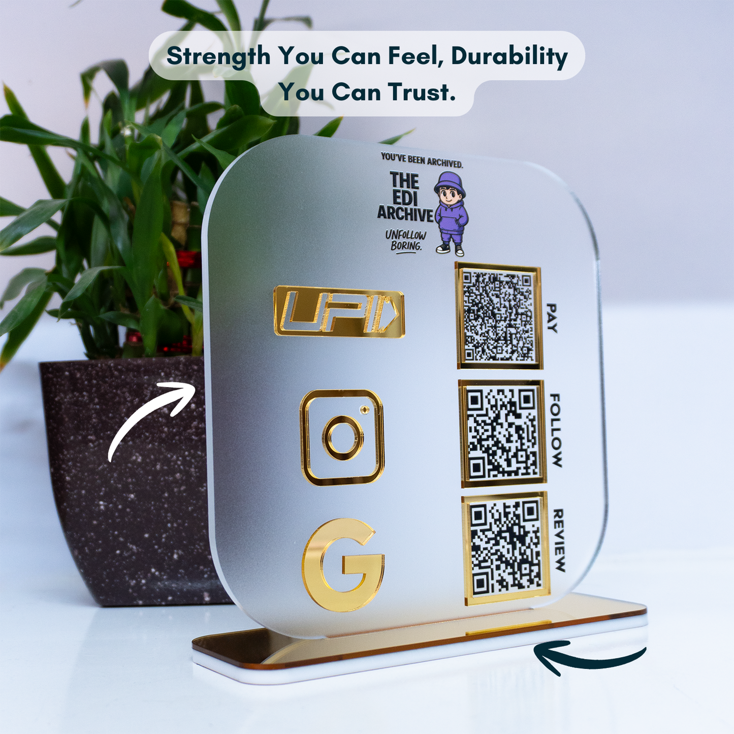 Customized Business Acrylic QR Stand - Scan to Pay, Follow & Review