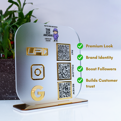 Customized Business Acrylic QR Stand - Scan to Pay, Follow & Review