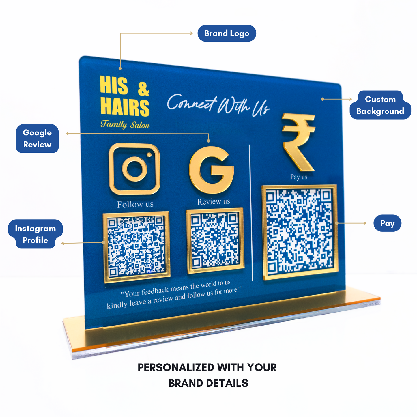 Customized Business 3D & Printed Acrylic QR Stand - Scan & Pay