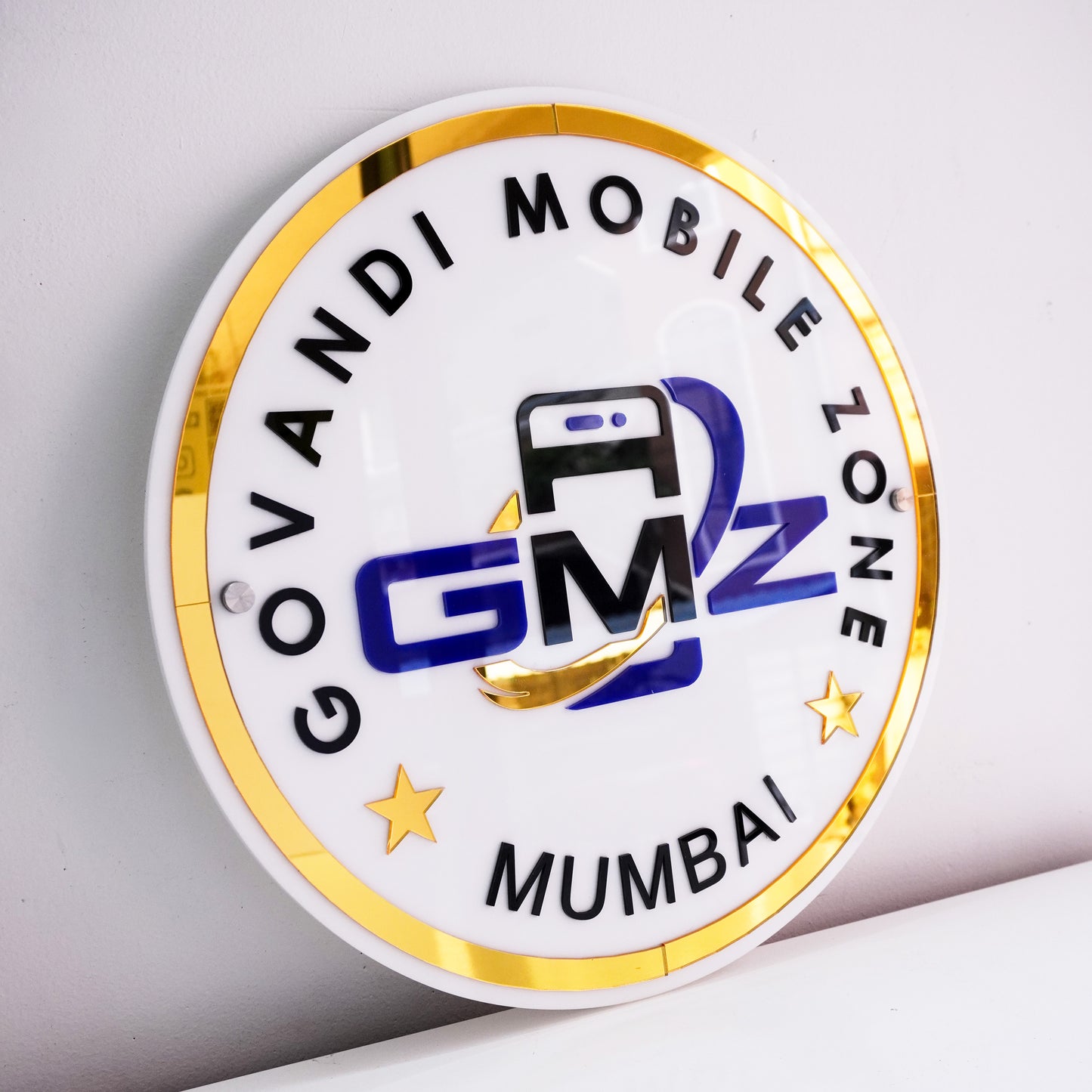 Custom White 3D Acrylic Round Business Logo Signs