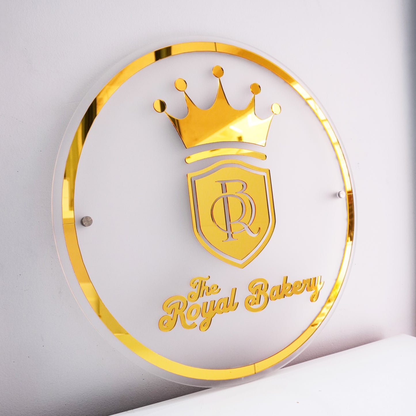 Custom Frosted 3D Acrylic Round Business Logo Signs