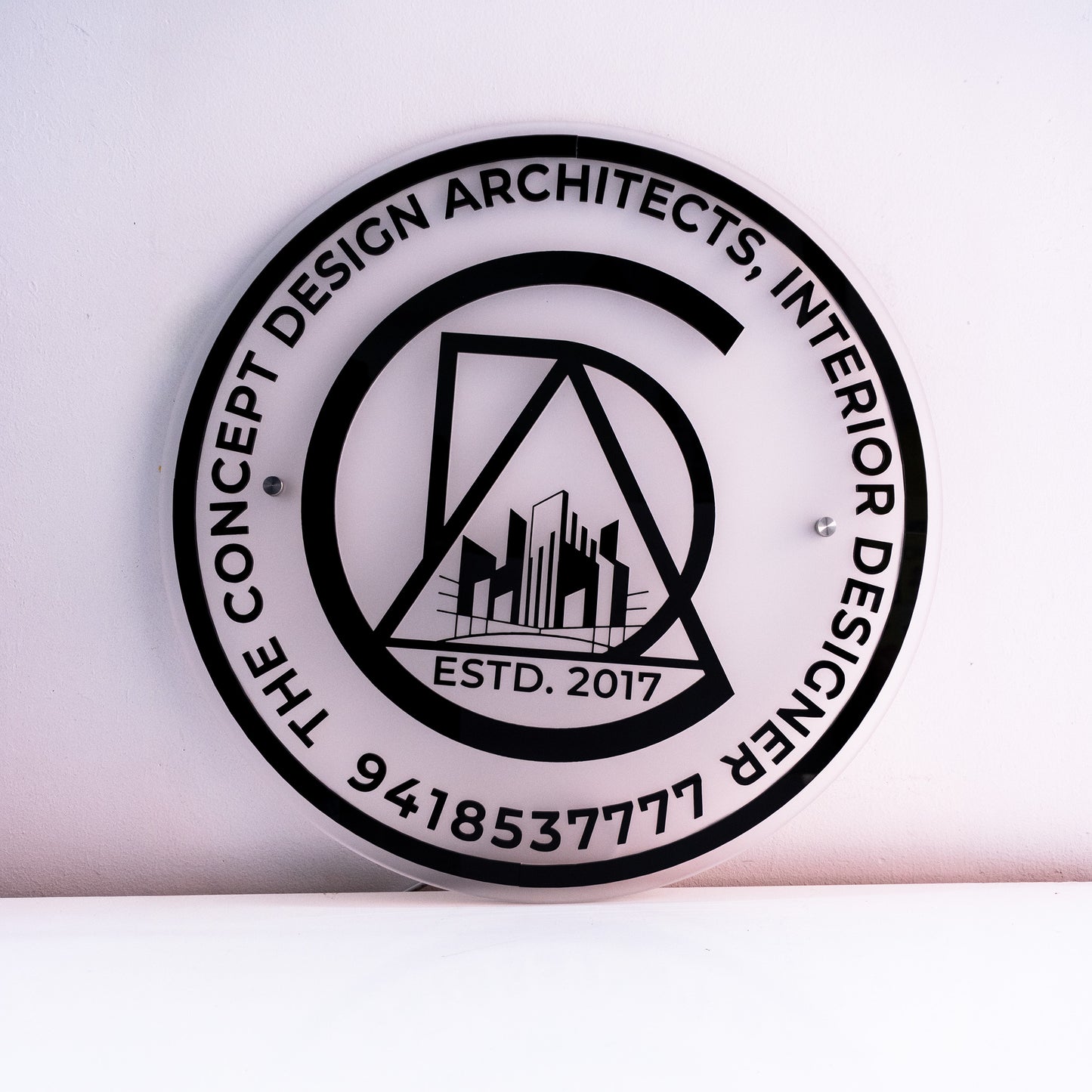 Custom Frosted 3D Acrylic Round Business Logo Signs
