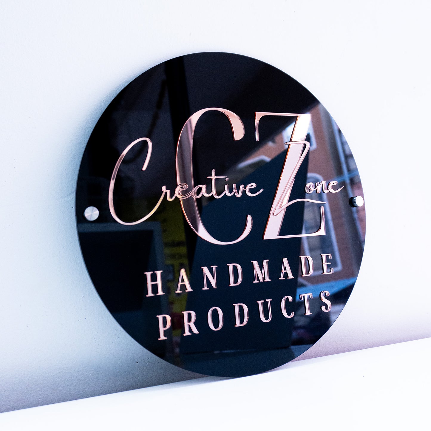 Custom Black 3D Acrylic Round Business Logo Signs