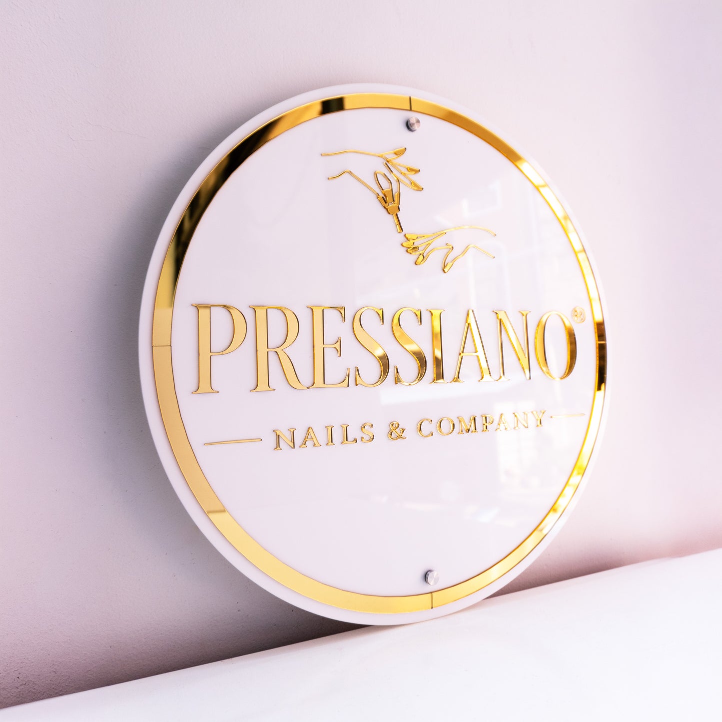 Custom White 3D Acrylic Round Business Logo Signs