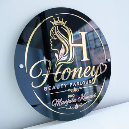 Custom Black 3D Acrylic Round Business Logo Signs