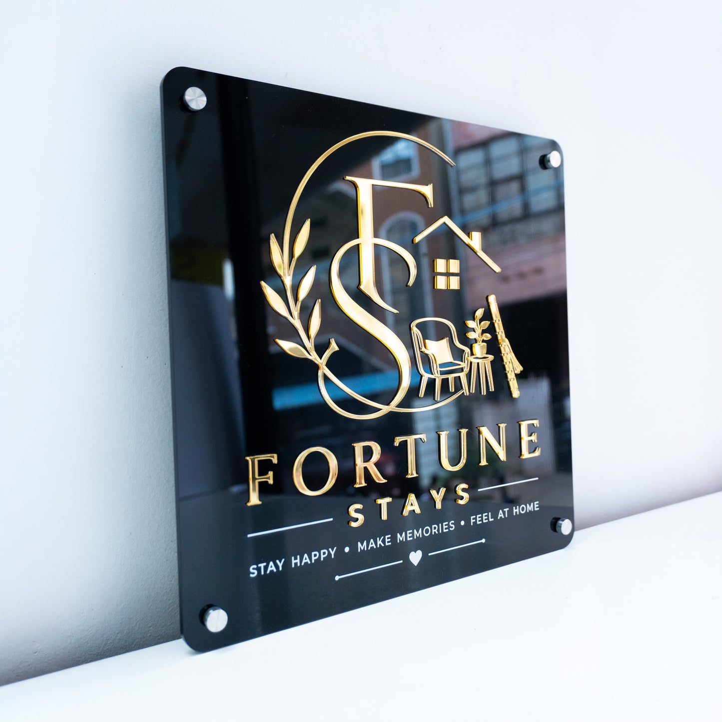 Custom Black 3D Acrylic Square Business Logo Signs