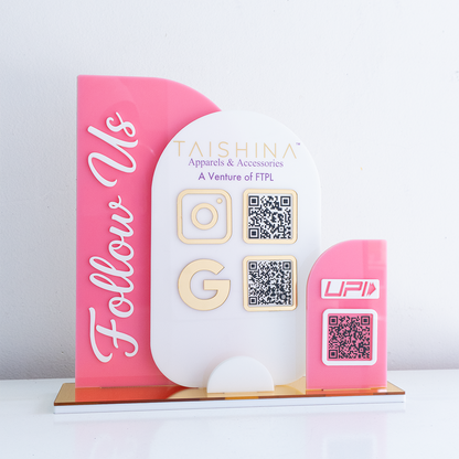 Custom Acrylic Business QR Code Stand, Social Media Display & Payment Scanner Board