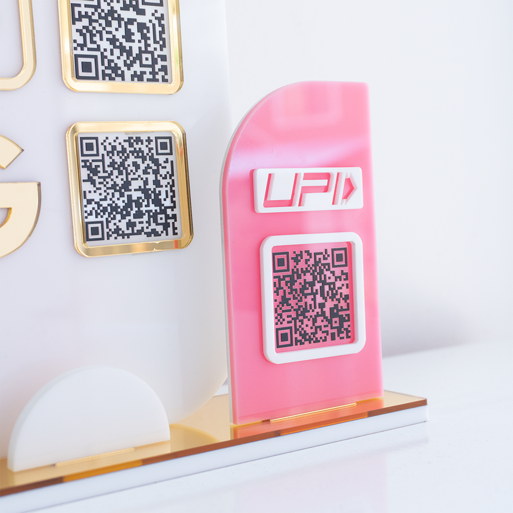 Custom Acrylic Business QR Code Stand, Social Media Display & Payment Scanner Board