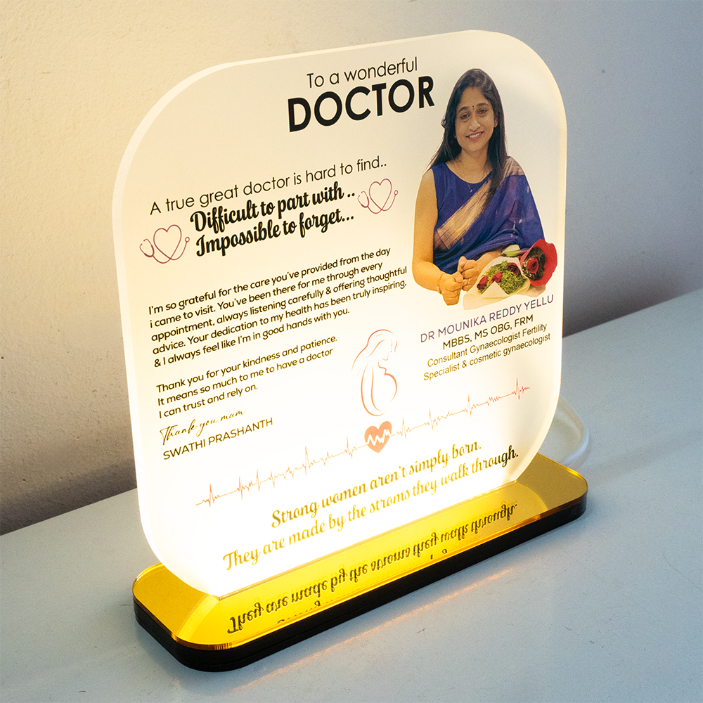 Personalized LED Acrylic Doctor Appreciation Plaque & Custom Desk Light