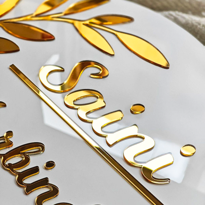 Premium Floral White Acrylic Name Plate – Personalized for Home