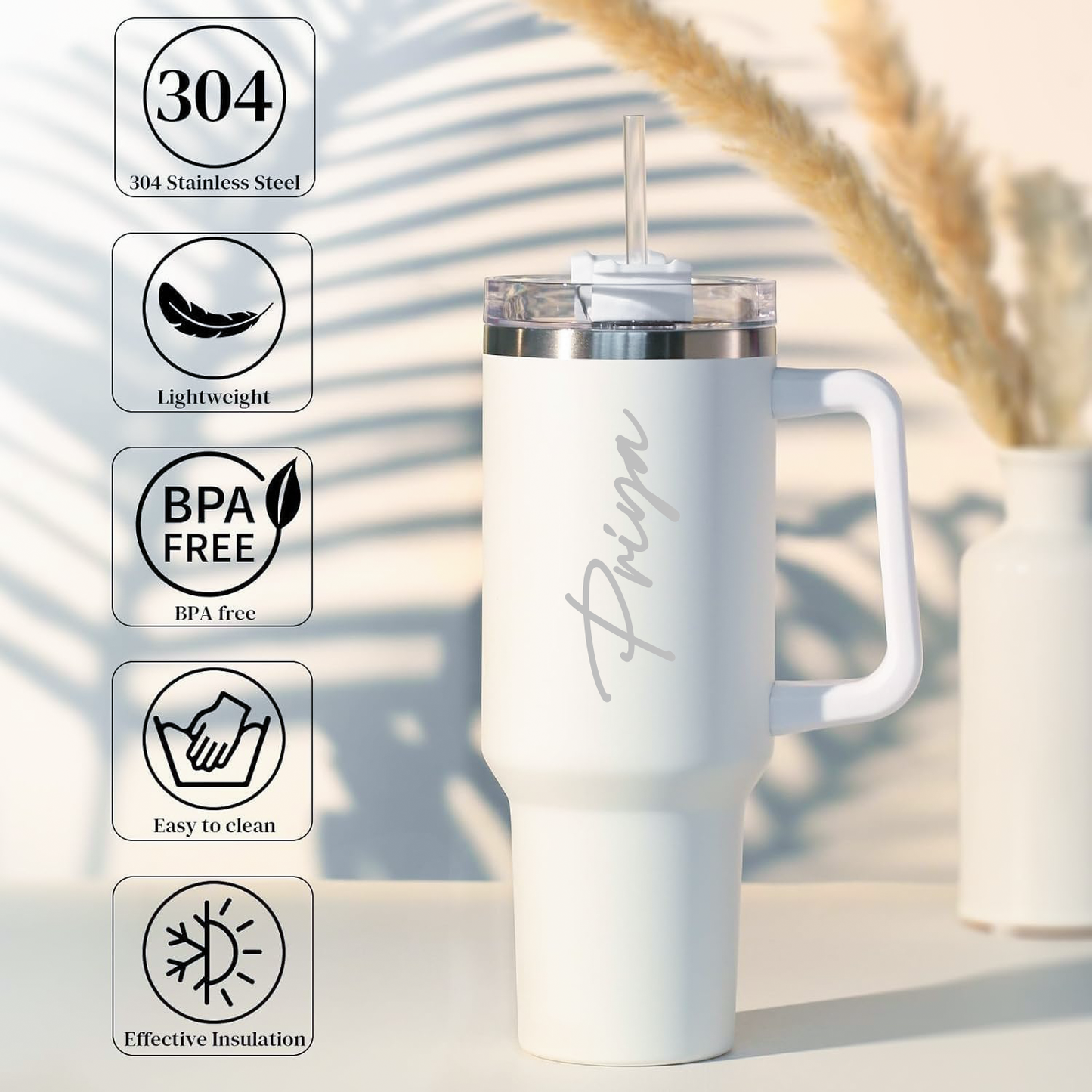 Double Walled Vacuum Insulated Tumbler - White