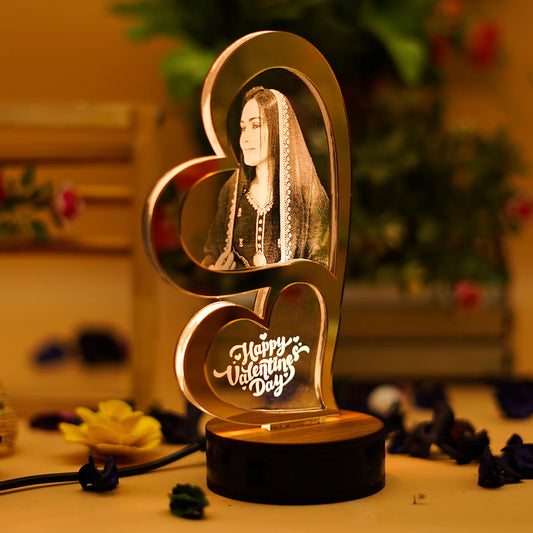 Special Dual Heart 3D LED Lamp With Photo Engraved