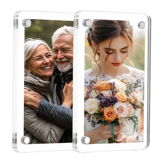 2 Pcs Acrylic Fridge Magnetic Frame 3 x 4 Inch - Free Photo Customization