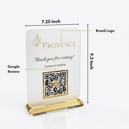 Frosted Acrylic QR Code Stand – Custom Gold Base Review & Payment Sign