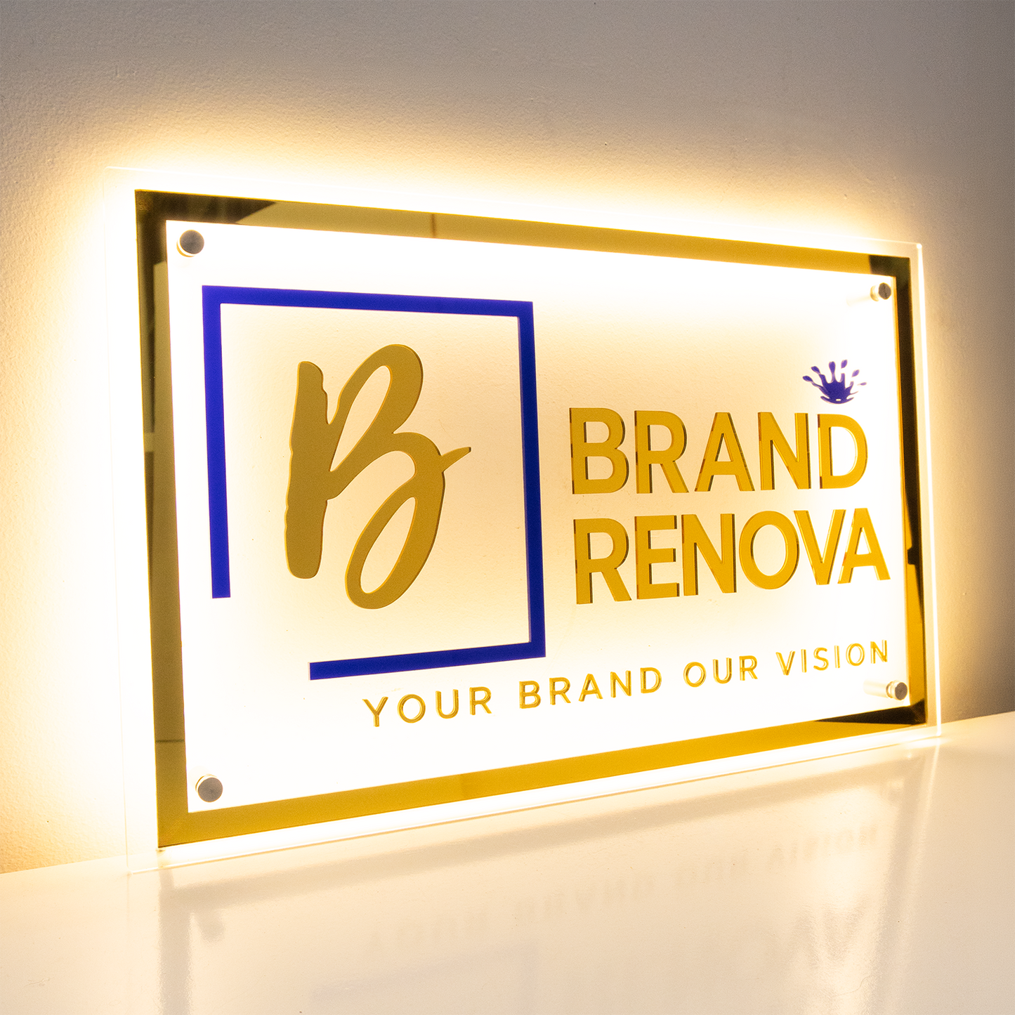 Custom Frosted 3D Acrylic Rectangular Business Logo LED Signs