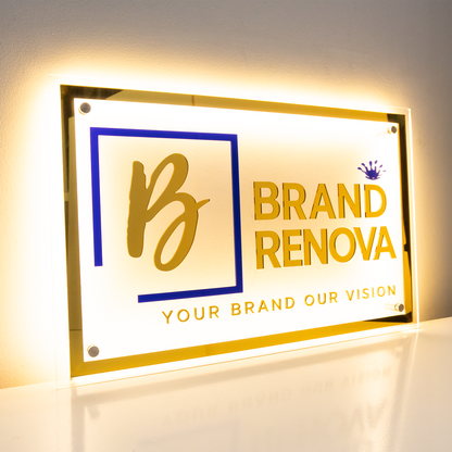 Custom Frosted 3D Acrylic Rectangular Business Logo LED Signs