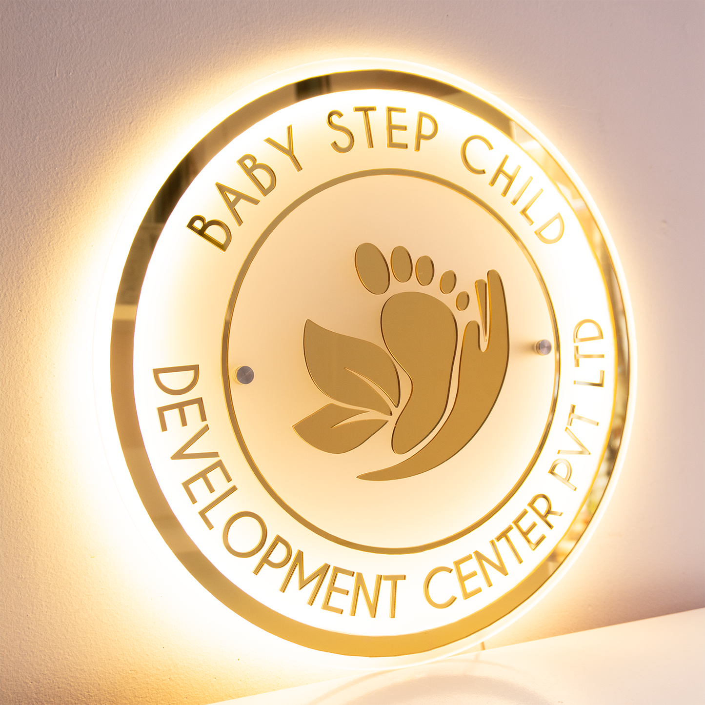 Custom 3D Frosted Acrylic Round Business Logo LED Signs