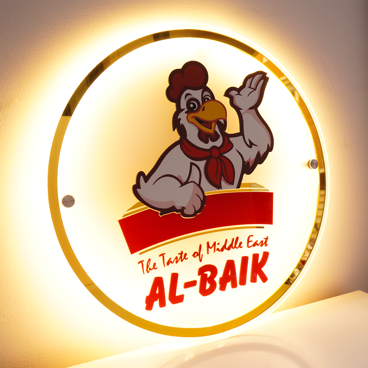 Custom 3D Frosted Acrylic Round Business Logo LED Signs