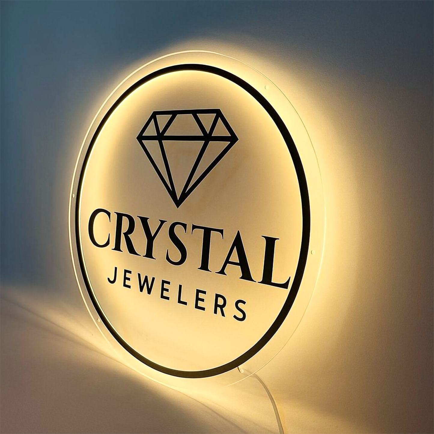 Custom 3D Frosted Acrylic Round Business Logo LED Signs