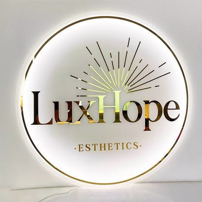 Custom 3D Frosted Acrylic Round Business Logo LED Signs