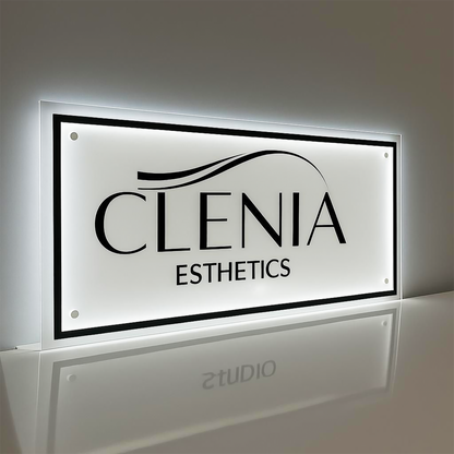 Custom Frosted 3D Acrylic Rectangular Business Logo LED Signs