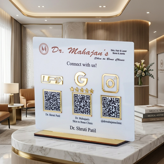 Customized Business White Acrylic QR Stand - Scan & Pay