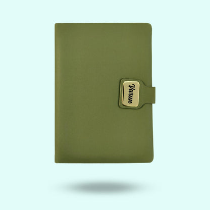 Personalized Green PU Leather A-5 Premium Notebook