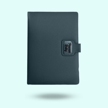 Personalized Grey PU Leather A-5 Premium Notebook