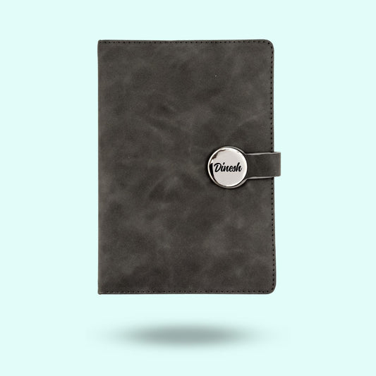Personalized Grey Soft PU Leather A-5 Premium Notebook