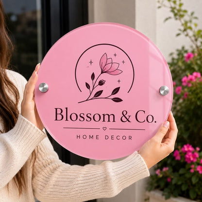 Modern Acrylic Logo Signage – Custom Round Wall Hanging Plaque for Beauty Salon, Spa, Clinic & Office Entrance