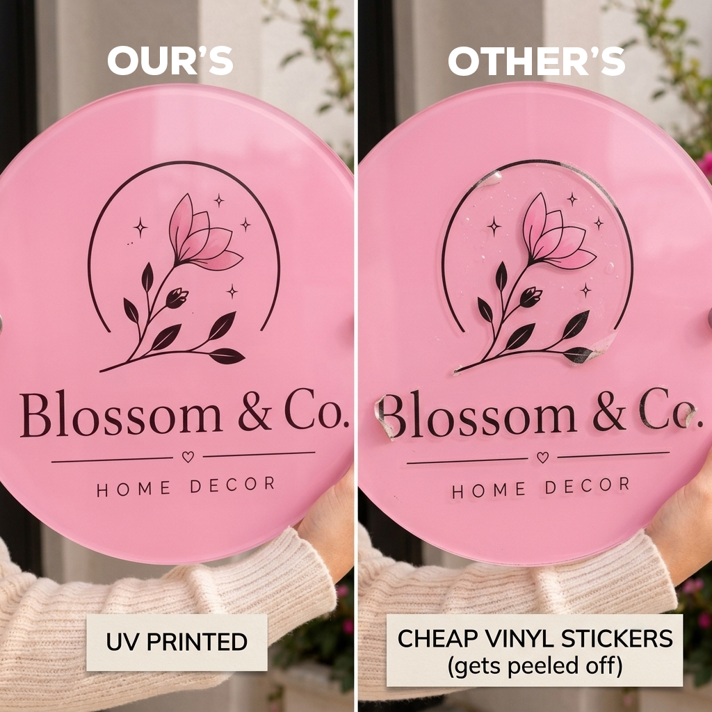 Modern Acrylic Logo Signage – Custom Round Wall Hanging Plaque for Beauty Salon, Spa, Clinic & Office Entrance
