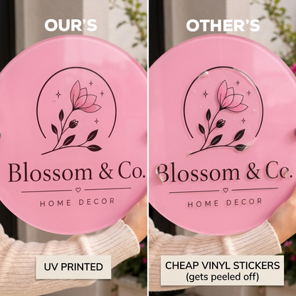 Modern Acrylic Logo Signage – Custom Round Wall Hanging Plaque for Beauty Salon, Spa, Clinic & Office Entrance