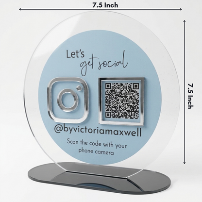 Modern Pastel Blue Circle Acrylic Business QR Code Scanner Display