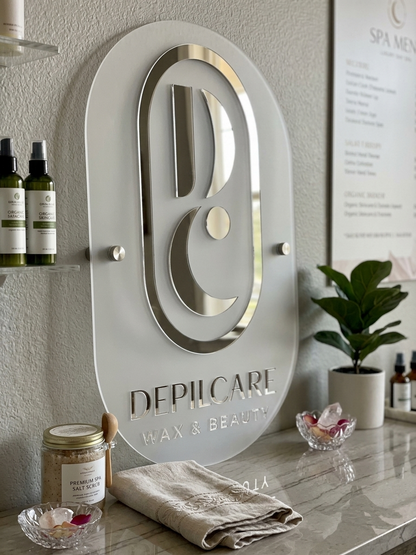 Oval Frosted Acrylic Wall Logo Sign – 3D Raised Letters for Salons, Spas & Boutique Decor
