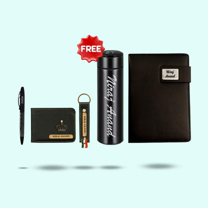 Personalised Essential Hamper for Men 5-in-1 - Men's wallet, Keychain, Diary, Pen & Free Bottle
