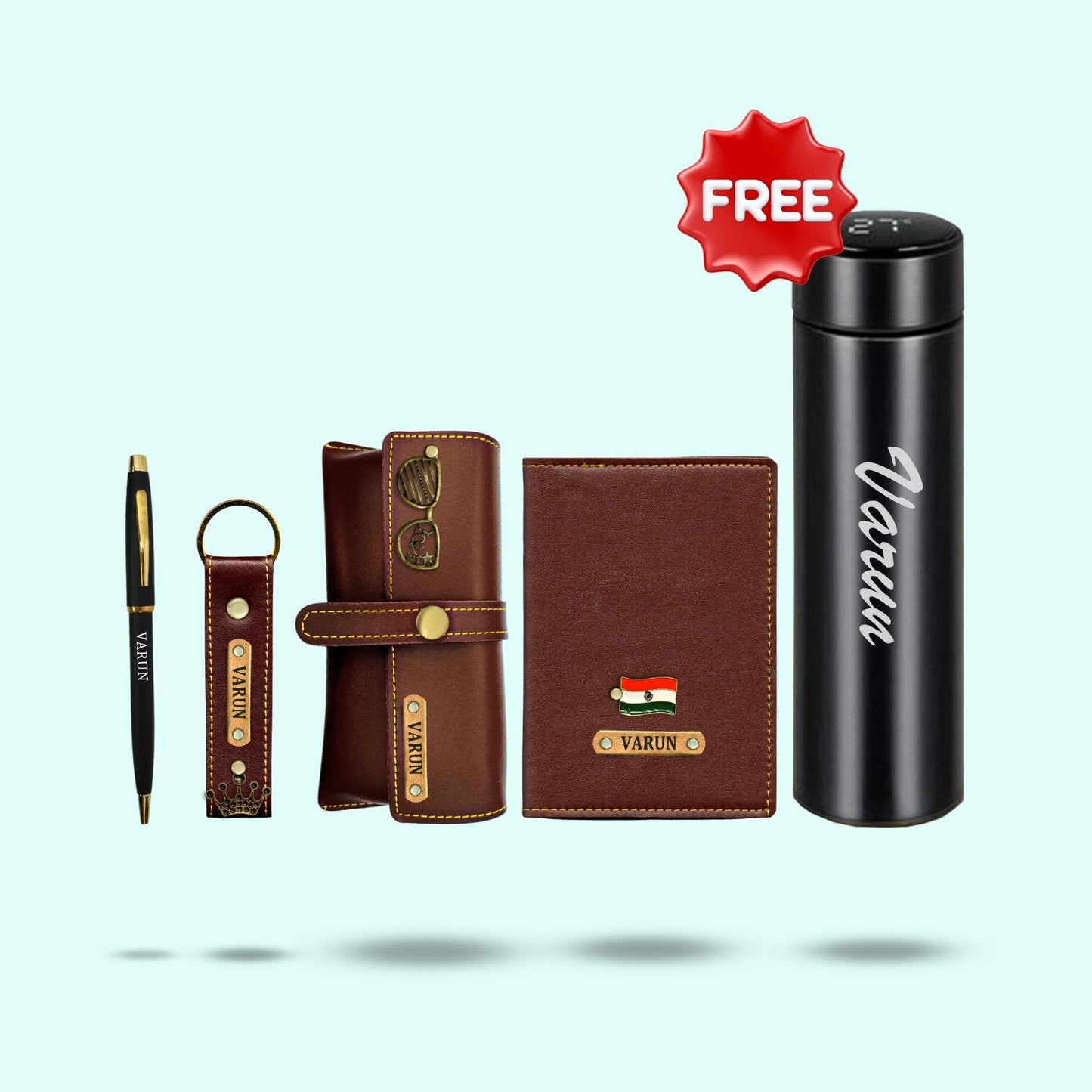 Personalized 5-in-1 Gift Set For Men and Women - Includes 1 Free Temperature Bottle