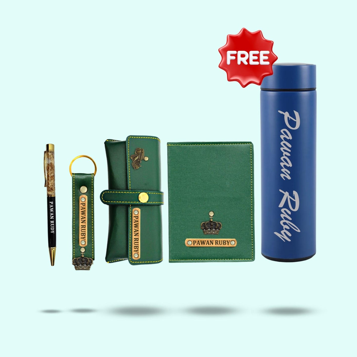 Personalized 5-in-1 Gift Set For Men and Women - Includes 1 Free Temperature Bottle