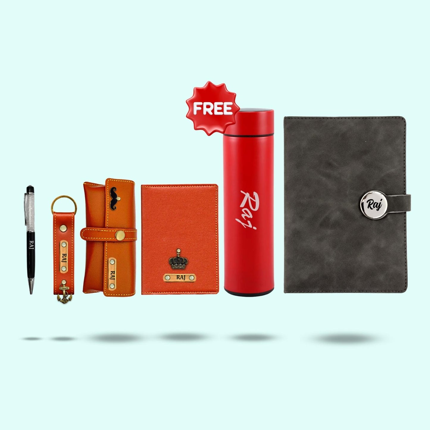 Personalized 6-in-1 Gift Set For Men and Women - Includes 1 Free Temperature Bottle