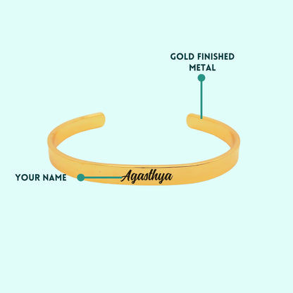 Personalised Cuff Bracelet Gold - Unisex
