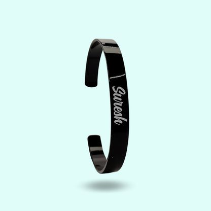 Personalised Cuff Bracelet Black - Unisex