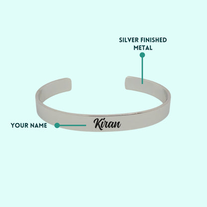 Personalised Cuff Bracelet Silver - Unisex