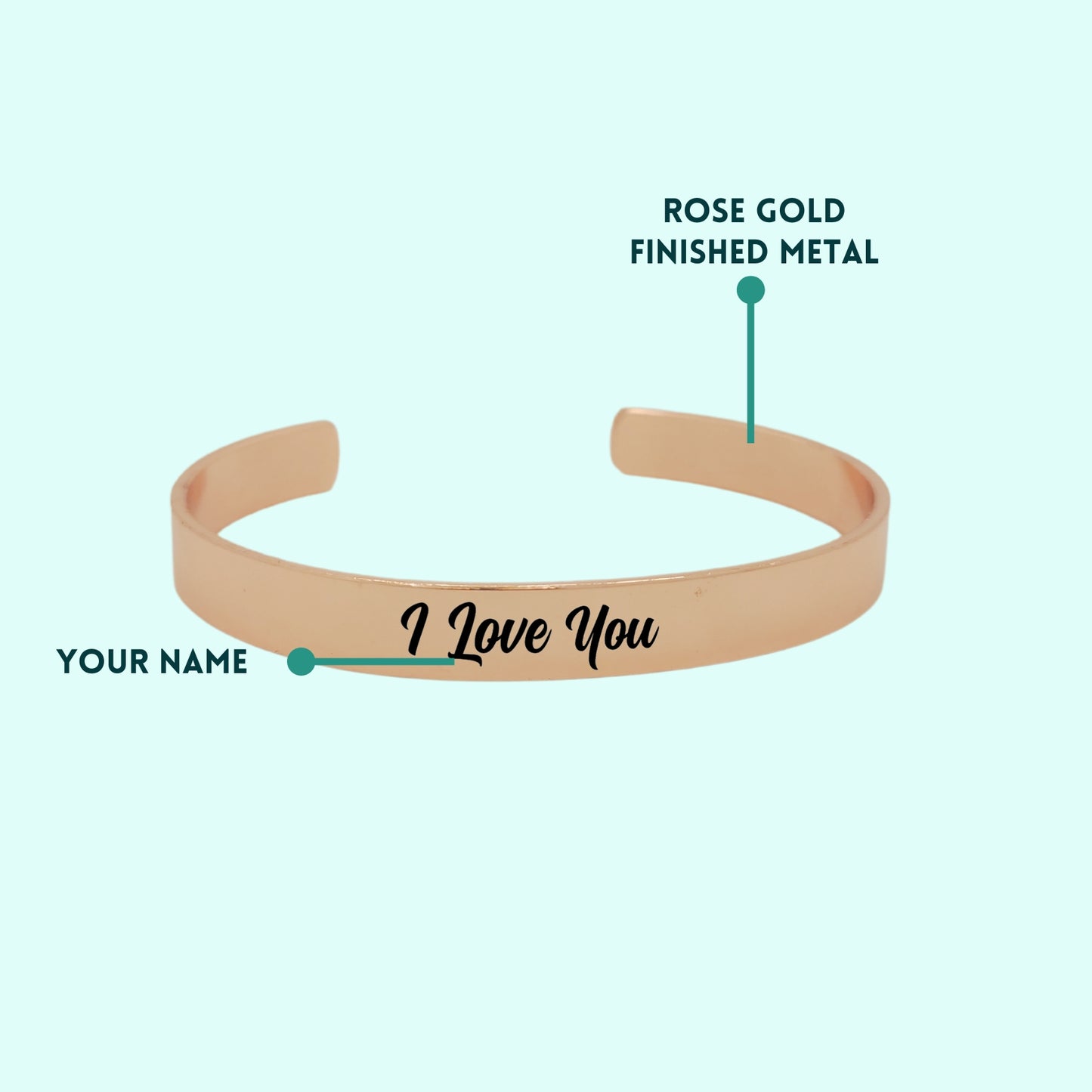 Personalised Cuff Bracelet Rose Gold - Unisex