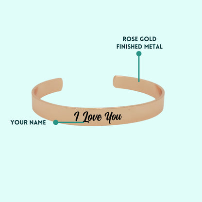 Personalised Cuff Bracelet Rose Gold - Unisex